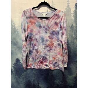 Christopher & Banks M Petite Tie Dye Pull Over Sweater Light Weight